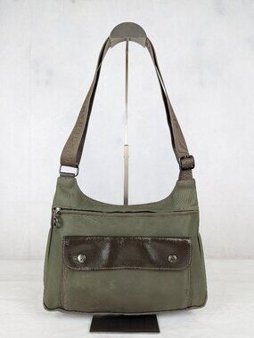 Longchamp Green Nylon Leather Crossbody Shoulder Bag Made in Tunisia